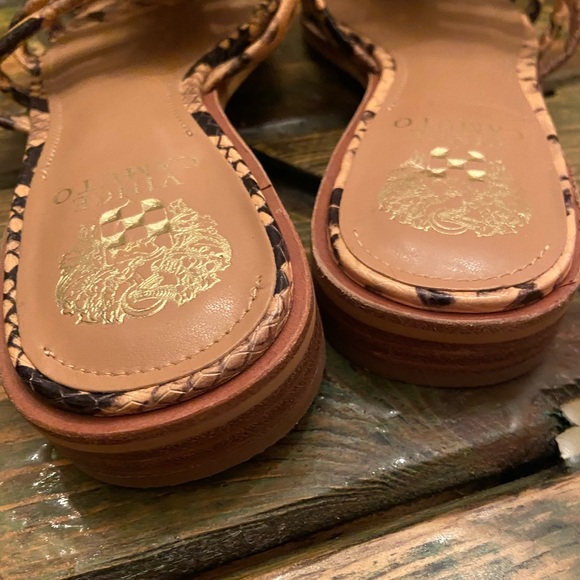 Vince Camuto Cresetia Woven Leather Mule Flat In Sandstone Animal Print - Picture 7 of 9